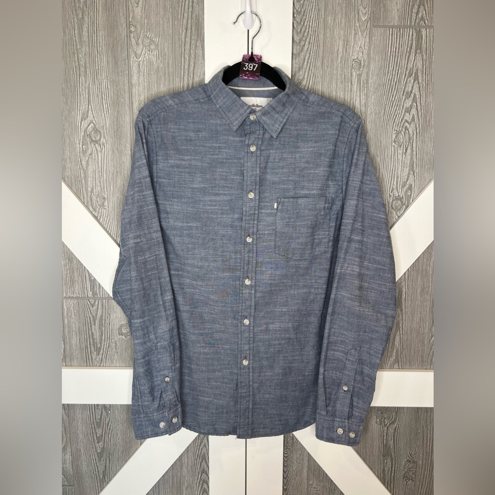 397. Men's Long Sleeve Collared Button-Down Shirt - Goodfellow & Co™ Navy Small